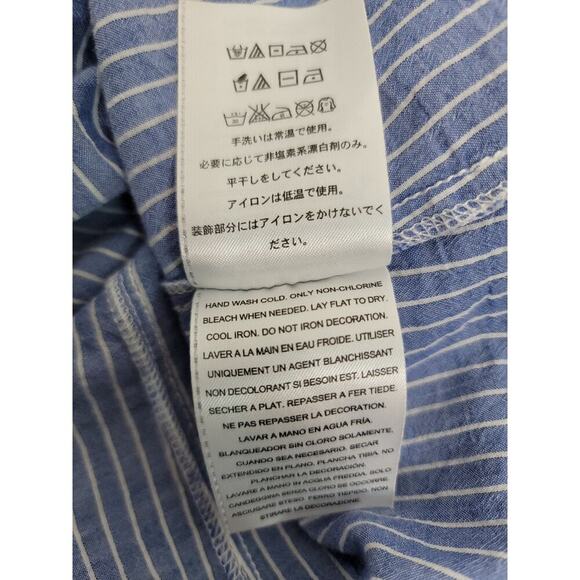 Guess Los Angeles Shirt Womens SZ M Blue White Striped Long sleeve Snap Pocket - Picture 12 of 13